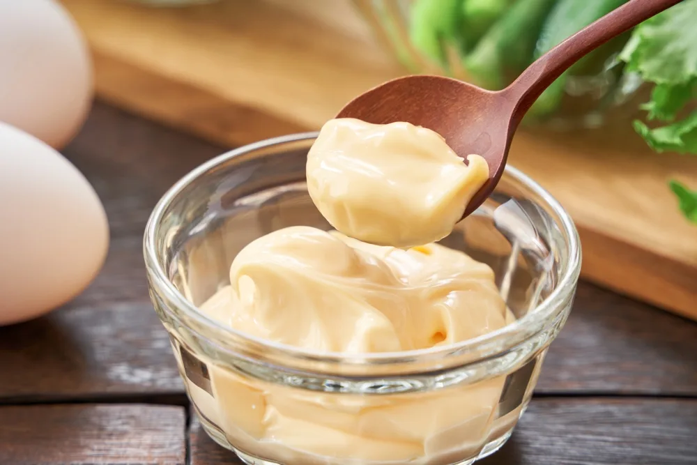 mayonnaise in a glass bowl